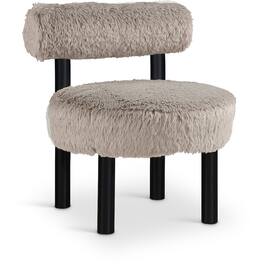 Meridian Furniture - Ambre Beige Vegan Shearling Fabric Upholstered Accent Chair - Black
