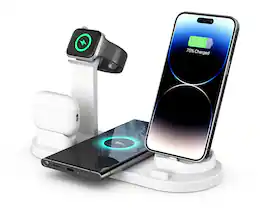 RISOKEYS - 15W 3-in-2 Wireless Charger - iPhone, Watch, AirPods Charging Dock, Wireless Charging Stand - White