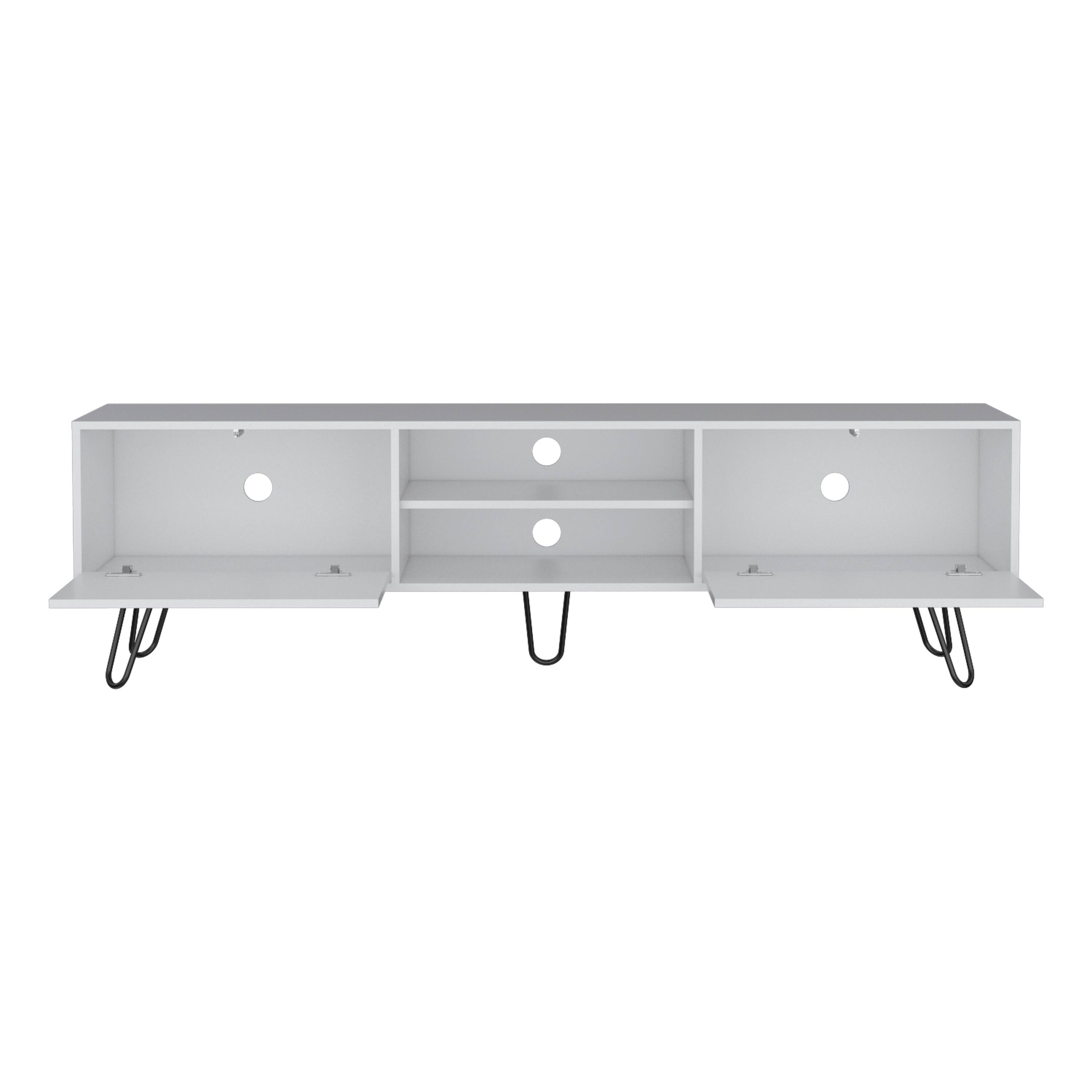 Alt View 2. Spaco - Spaco 55-Inch TV Stand with 2 Drawers, Open Shelves, Cable Management and Industrial Hairpin Legs, for Living Room - White.