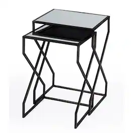 Butler Specialty - Demi Modern Mirrored Nesting Tables - Black