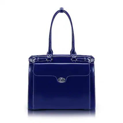 Front. McKlein - 15-inch Laptop Briefcase Women's Top Grain Cowhide Leather Business Professional Shoulder Bag Organizer - Navy.