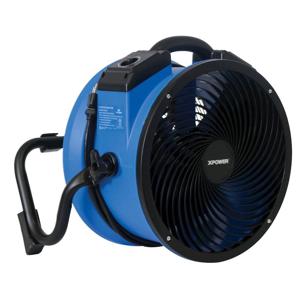 Alt View 4. XPOWER - 1/4 HP 2100 CFM 4 Speed Portable 14" Grade Utility Fan - Blue.