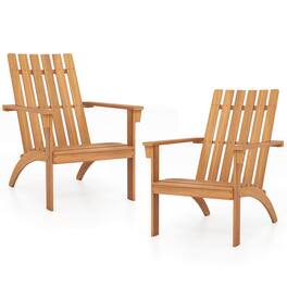 Costway - 2 PCS Patio Adirondack Chair with Inclined Seat High Backrest for Porch Backyard - Natural