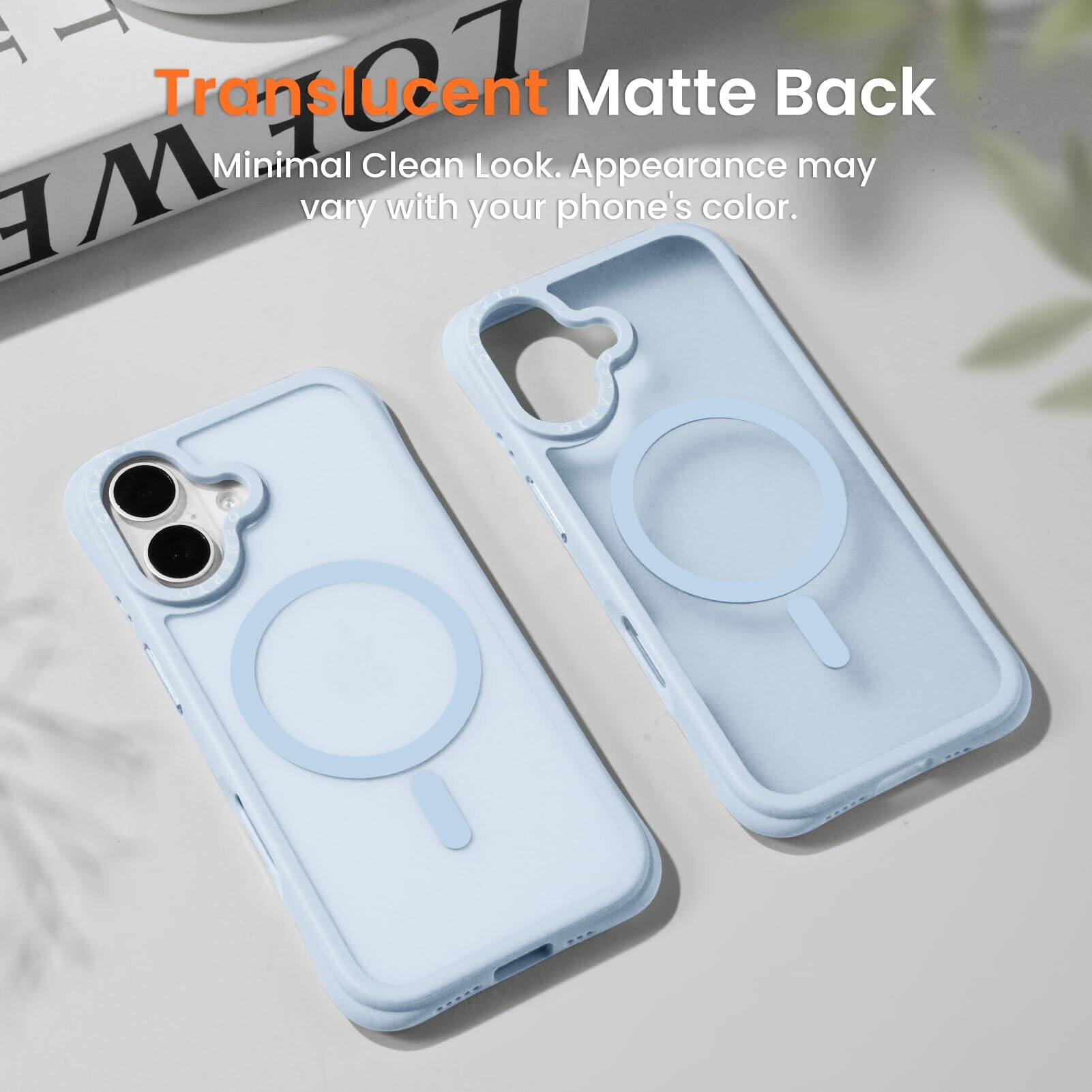 Translucent Matte Back  
Minimal Clean Look. Appearance may vary with your phone's color.
