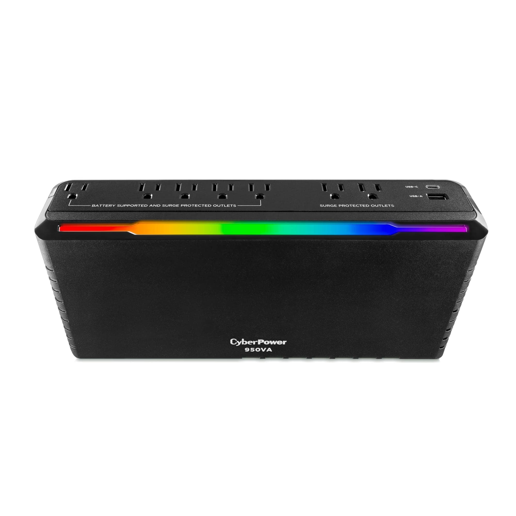 CyberPower - GX950UC Gaming UPS System with RGB Lighting and USB Charging Ports - Black - Front_Zoom