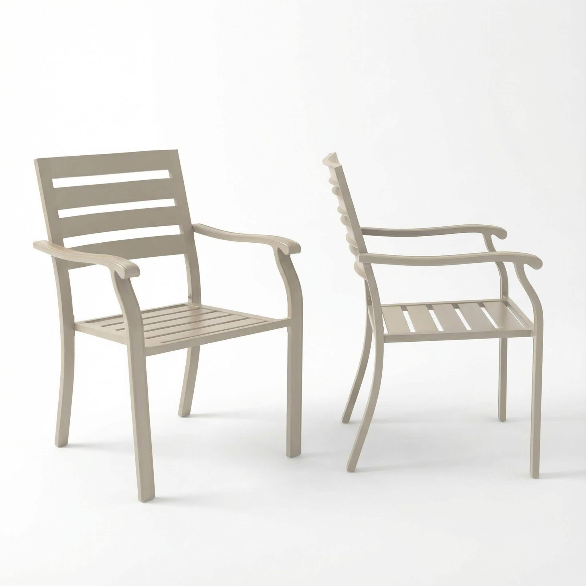 Mondawe - Set of 2 Outdoor lron Dining Chairs - Cream White