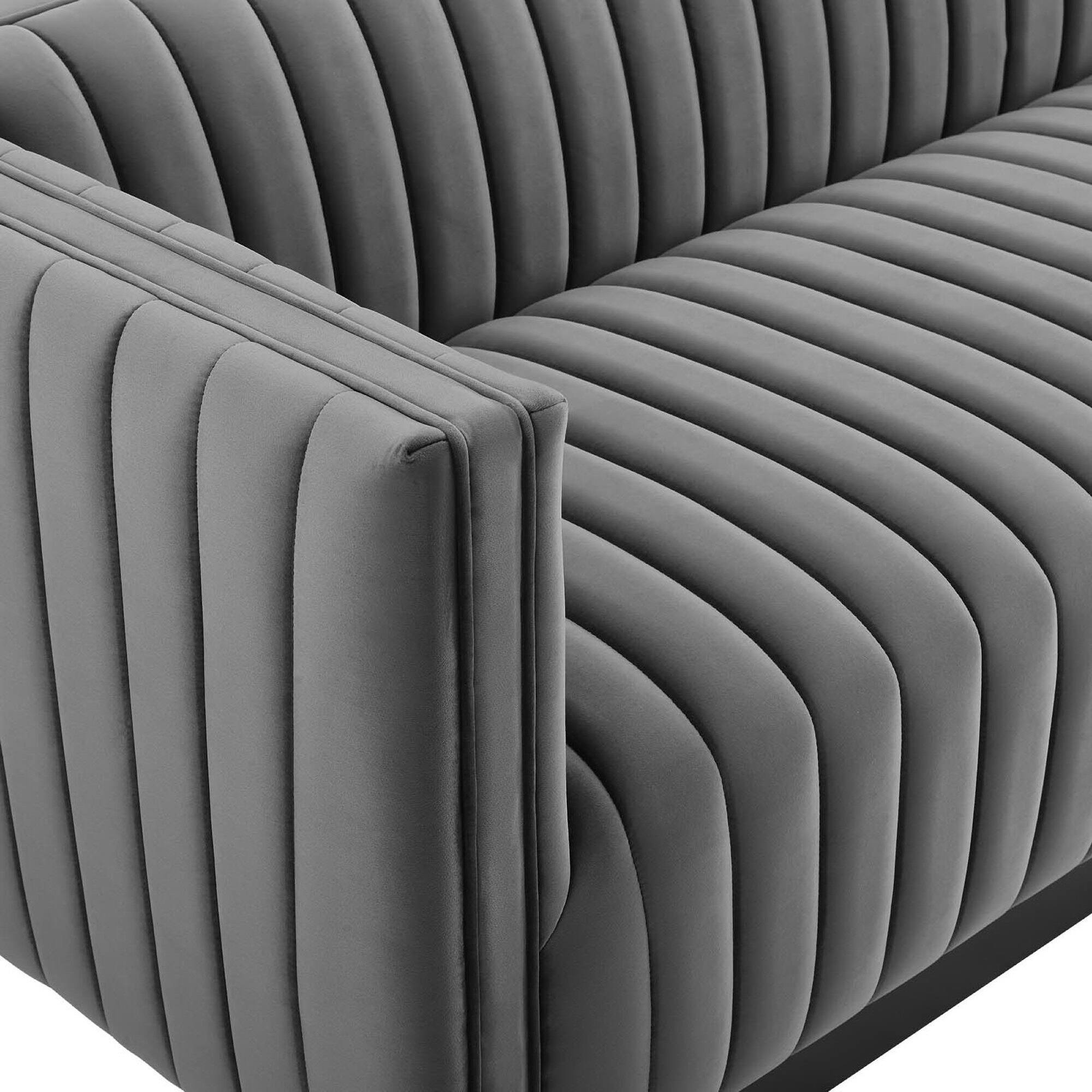 Alt View 2. Modway - Conjure Channel Tufted Velvet Sofa by Modway - Gray.
