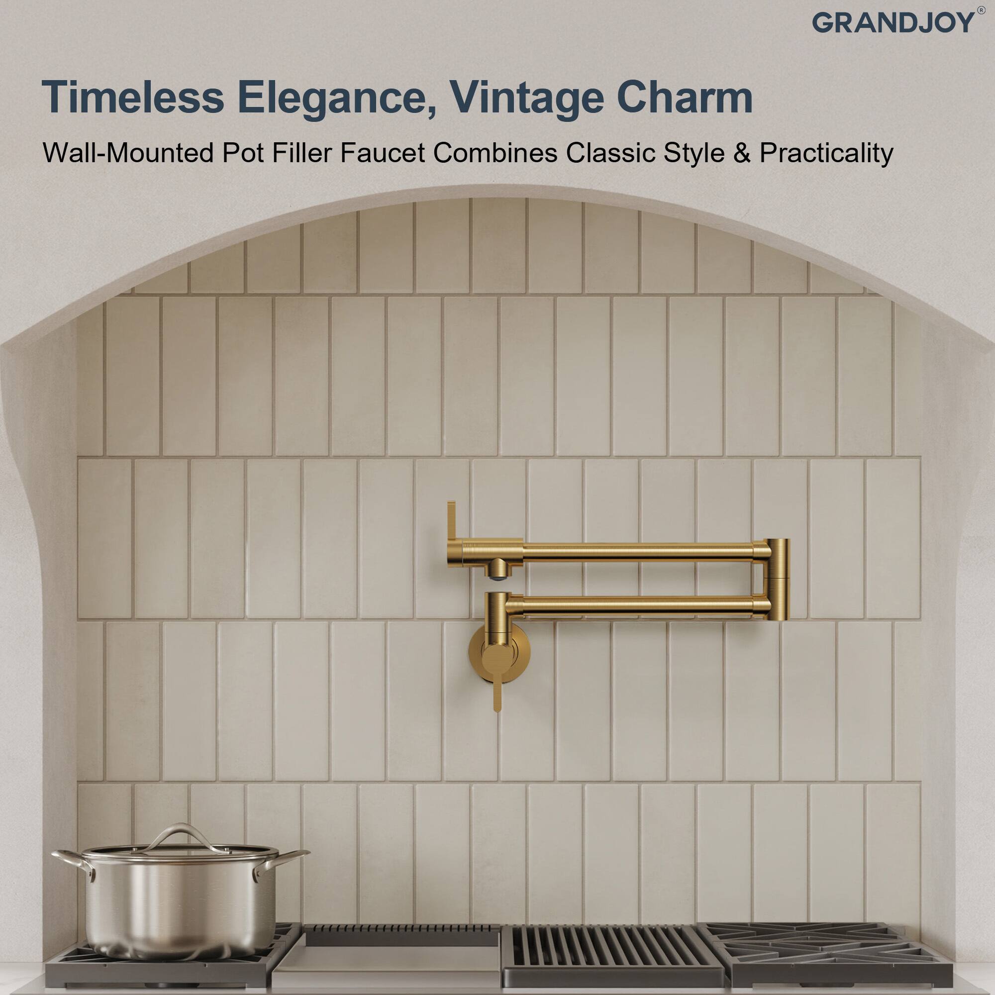 GRANDJOY  
Timeless Elegance, Vintage Charm  
Wall-Mounted Pot Filler Faucet Combines Classic Style & Practicality