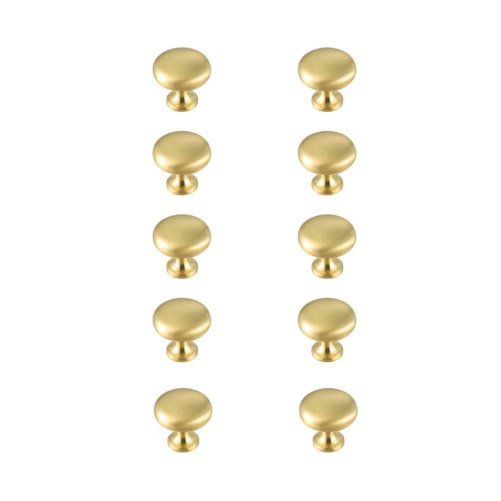 Alt View 2. Elegant Decor - Cadon 1.2" Diameter Brushed Gold Mushroom Knob Multipack (Set of 10) - Brushed Gold.