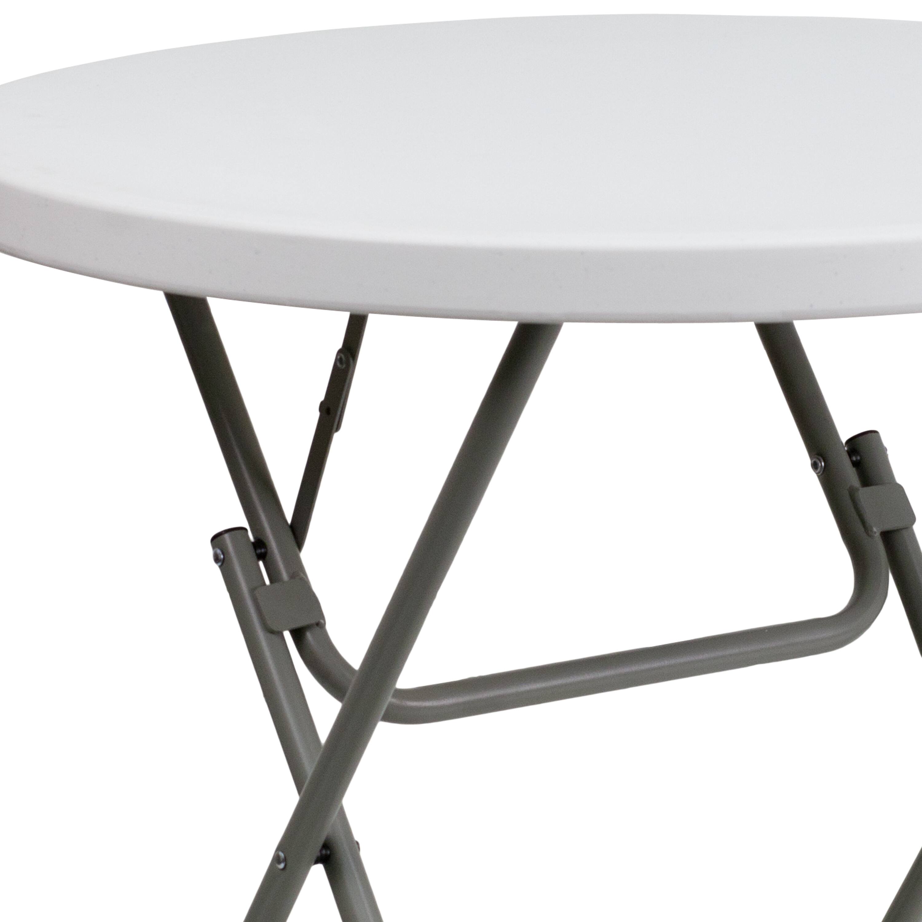 Alt View 8. Emma + Oliver - 2.63-Foot Round Plastic Folding Table - Granite White.