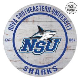 Jardine - Nova Southeastern Sharks 20'' x 20'' Indoor/Outdoor Weathered Circle Sign - White
