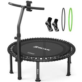 FED Fitness - BT4 40" Soft Land Pro Fitness Rebounder Trampoline, 500lb Capacity, Adjustable Tension Bungees, One-Piece Frame - Black