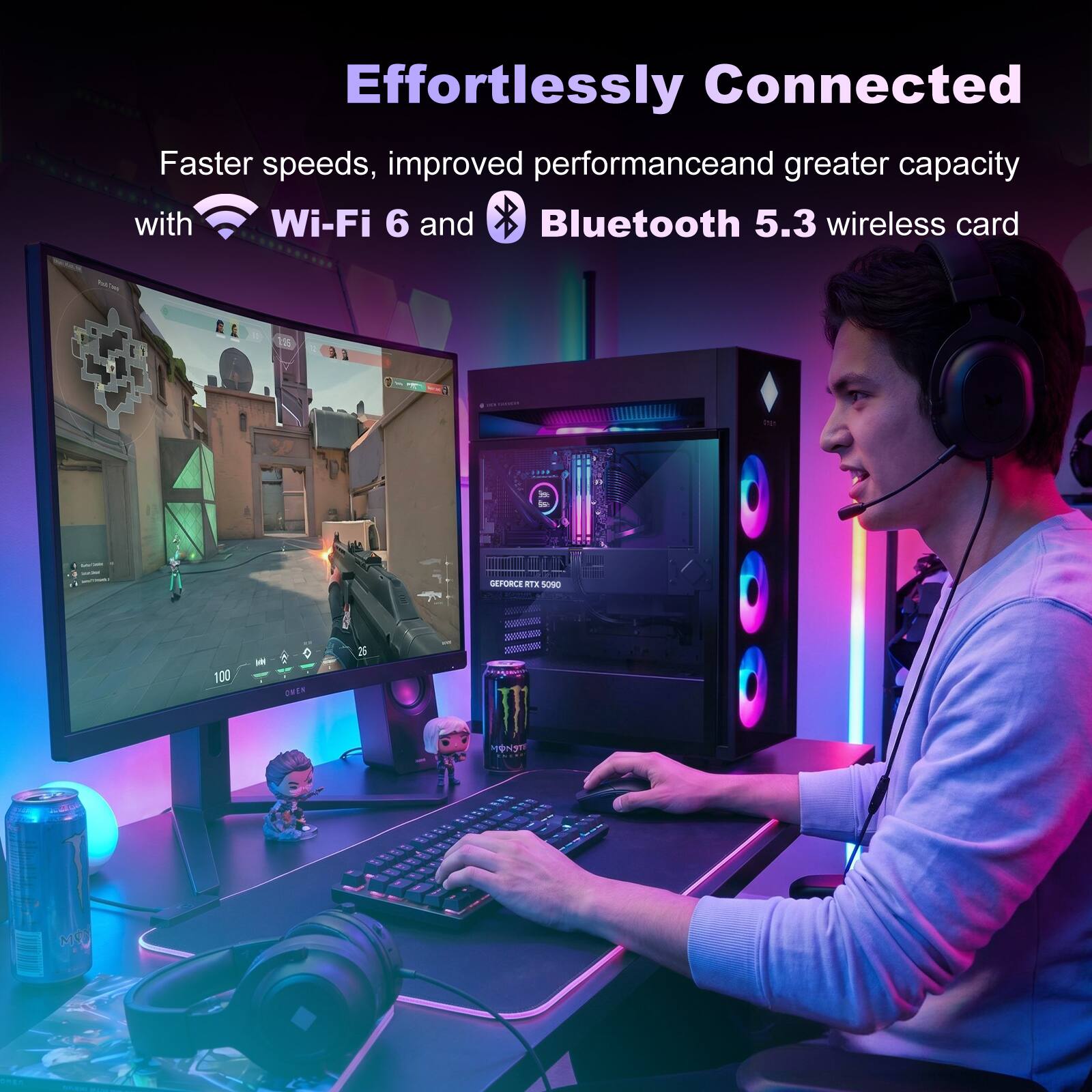 Effortlessly Connected  
Faster speeds, improved performance and greater capacity with Wi-Fi 6 and Bluetooth 5.3 wireless card