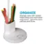 ORGANIZE Storage area with divider helps keep your work area organized - great for pens, pencils and more.