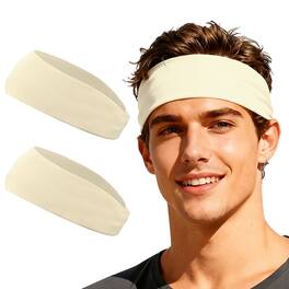 Unique Bargains - Sport Headbands for Men & Women, Stretchy Sweatband Absorbent Headbands, 2pcs - For Yoga/Sports/Running/Fitness/Cycling - Pearl White