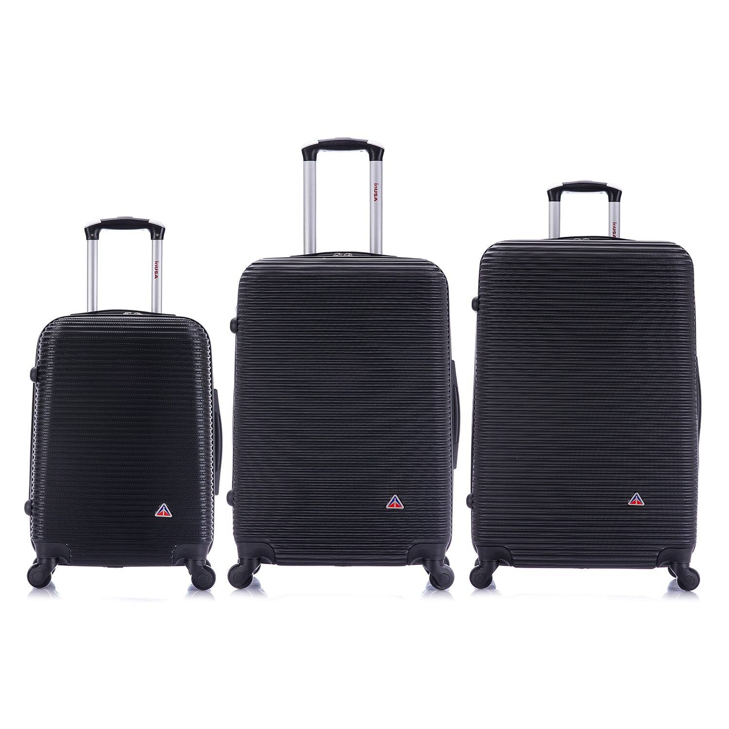 Angle. InUSA - Royal lightweight hardside Spinner 3 Piece Luggage Set 20"/24"/28" - BLACK.