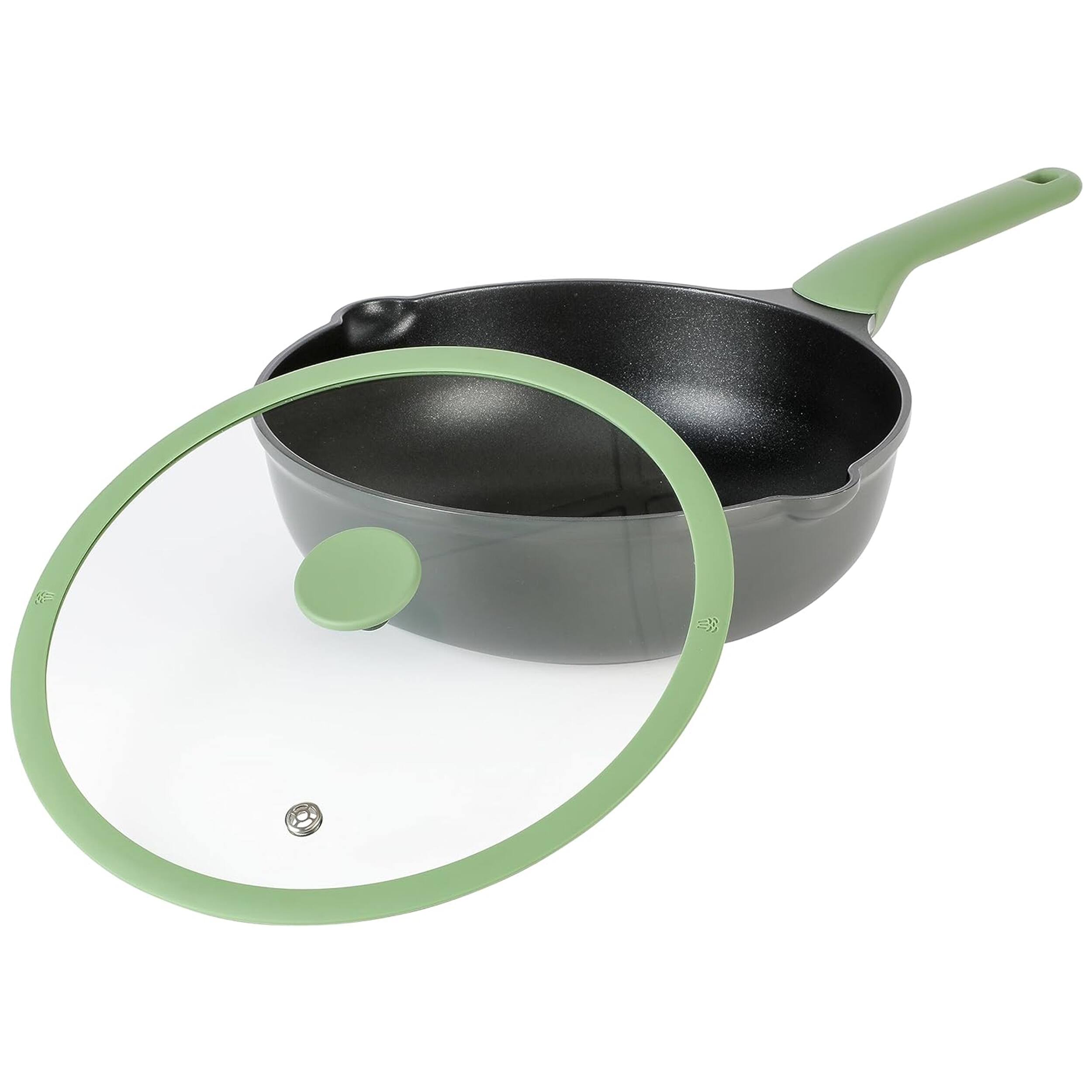 Alt View 1. Gibson - Kenmore Theodore 13 Inch Nonstick Cast Aluminum Saute Pan with Lid - Silver.