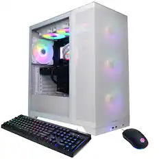 Front. CyberPowerPC - Gaming Desktop - AMD Ryzen 9 9900X3D - AMD Radeon RX 9070 XT 16GB - 32GB DDR5 - 2TB PCIe 4.0 SSD - White.
