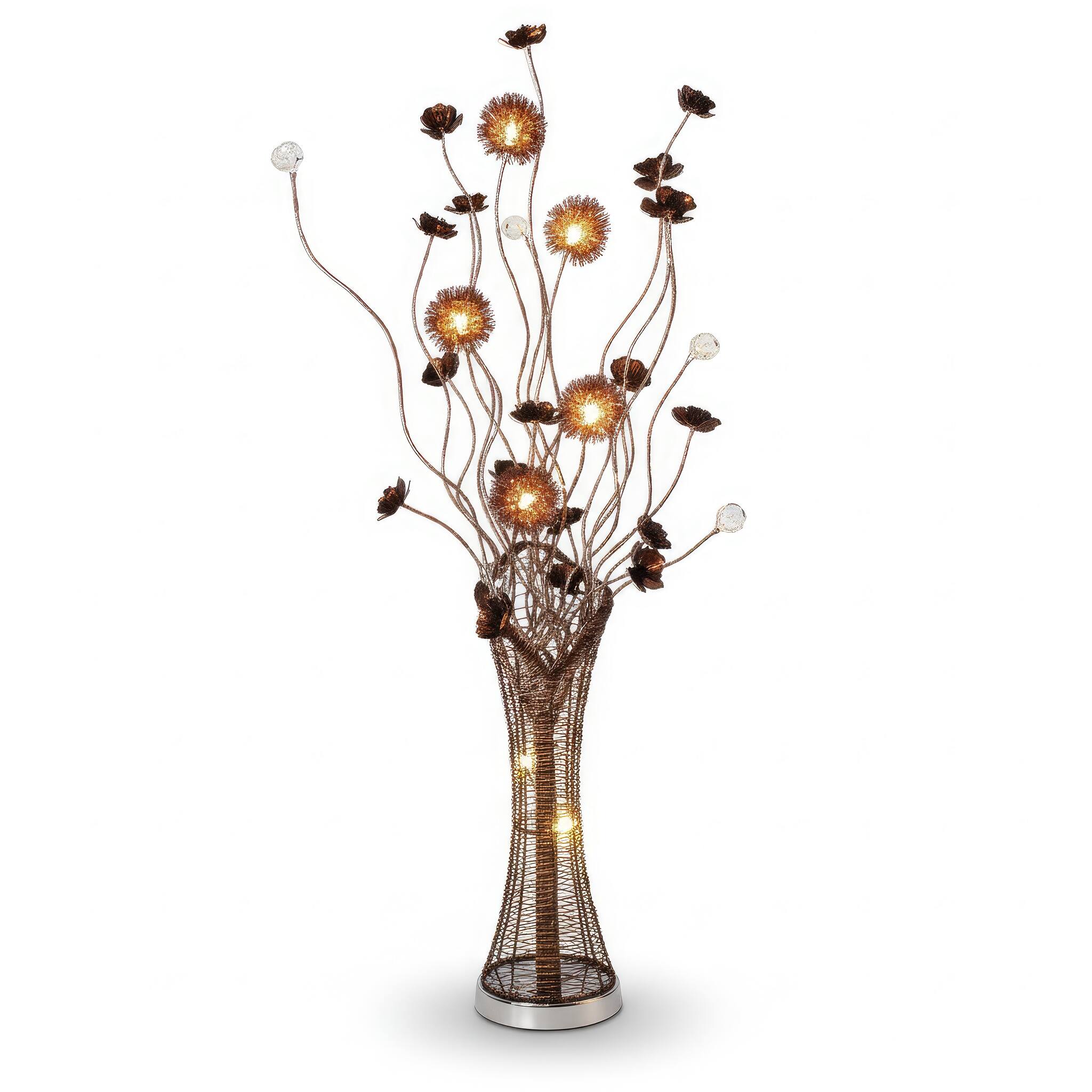 Angle. FC Design - 58"H Brown Woven Vase with Floral Stem LED Floor Lamp.
