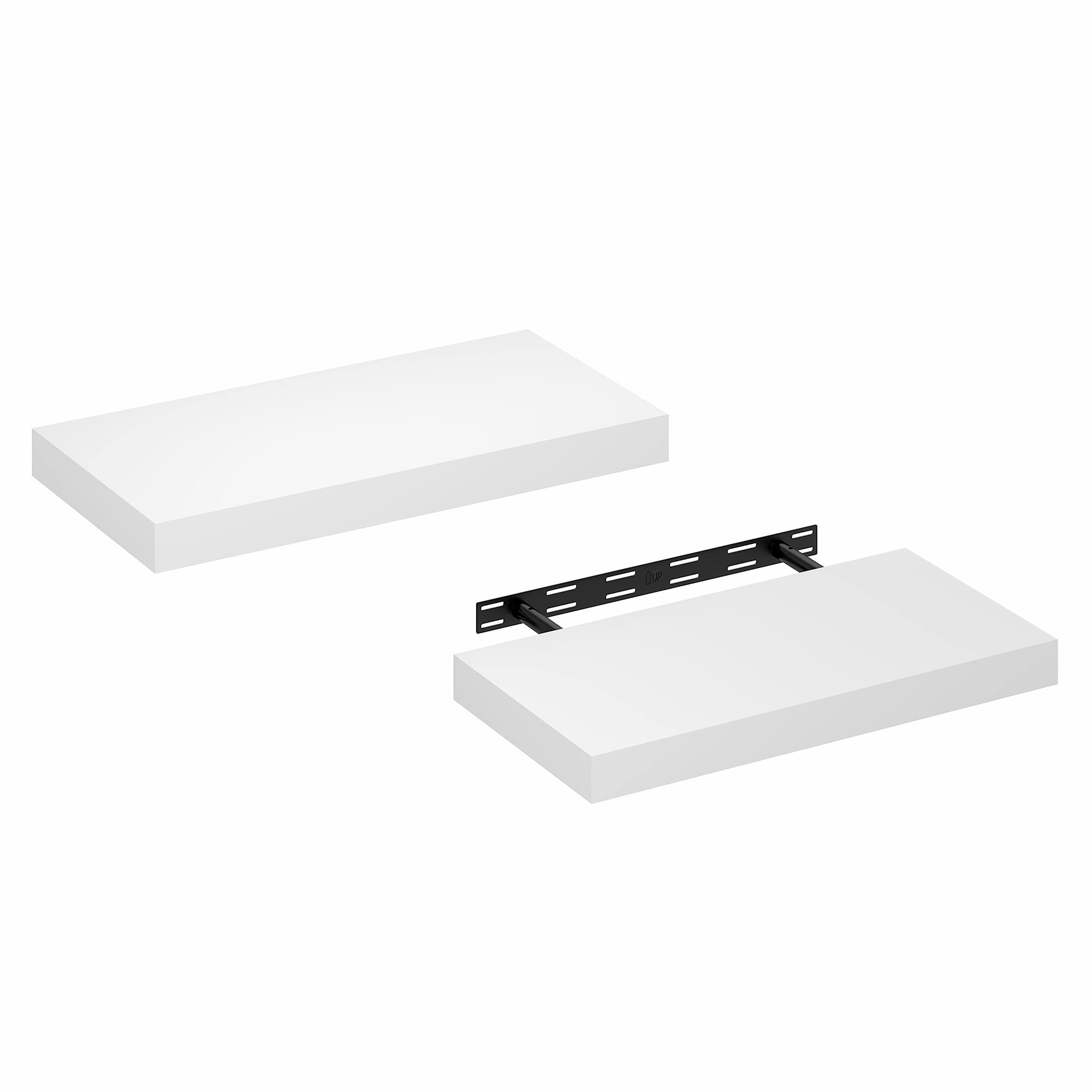 Alt View 3. Furinno - TANNA Set of 2, 12 x 24 Wall Shelf, Floating Shelves for Wall, Wall Mounted Shelf with Invisible Bracket, 2-in Thick - White.