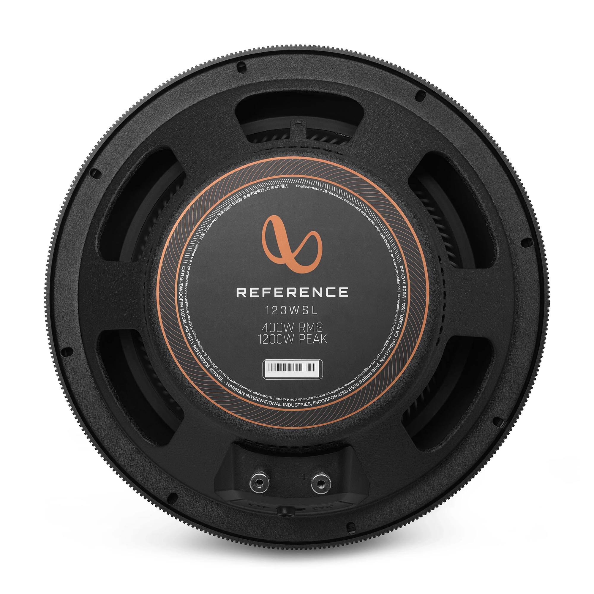 CAR 4 8 1 SUND CAR SUBWOOFER - 5 00 REFERENCE Made in USA 123WSL MODEL 9129 400W RMS 13 1200W PEAK HARMAN INTERNATIONAL INDUSTRIES, INCORPORATED