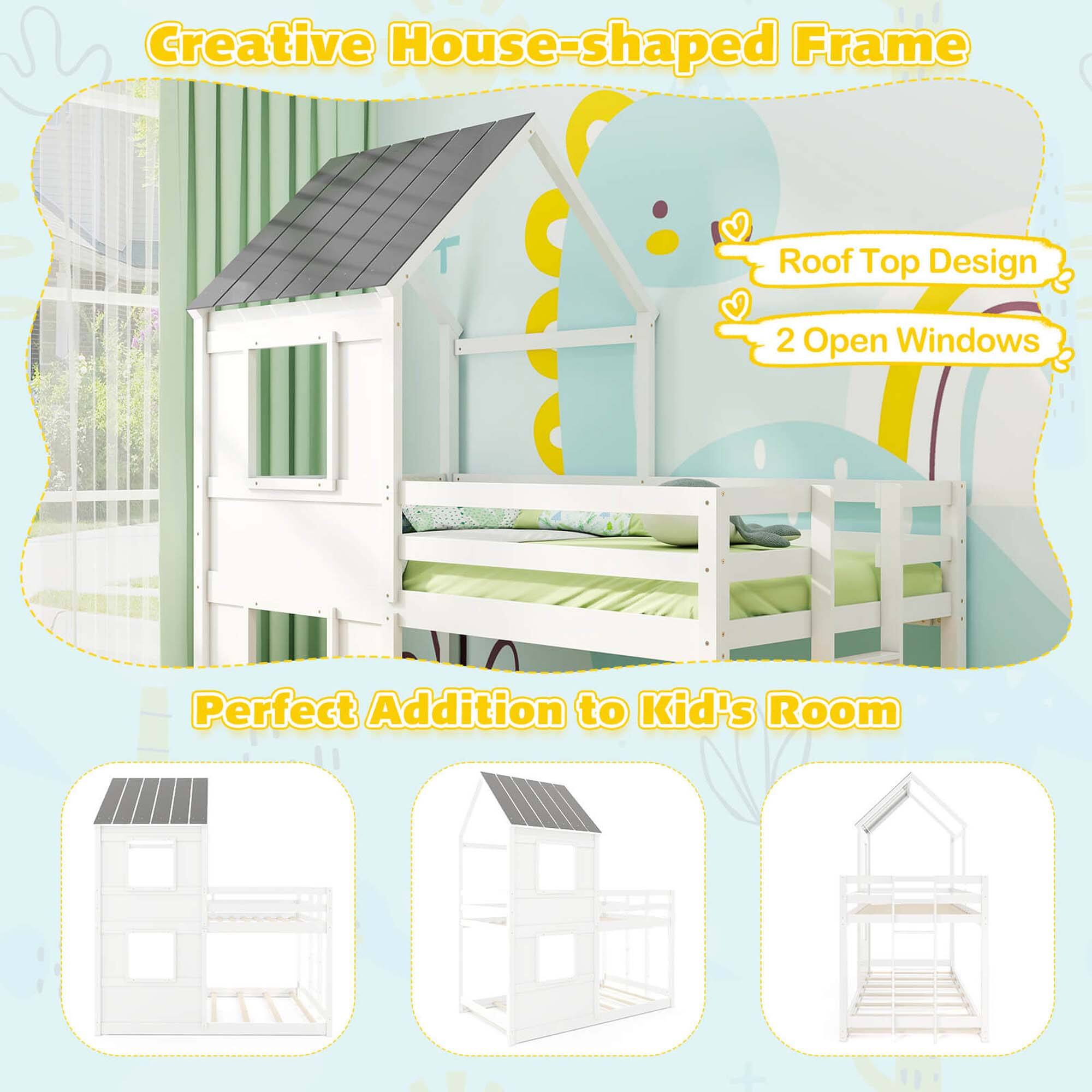 Creative House-shaped Frame T Roof Top Design 2 Open Windows Perfect Addition to Kid's Room