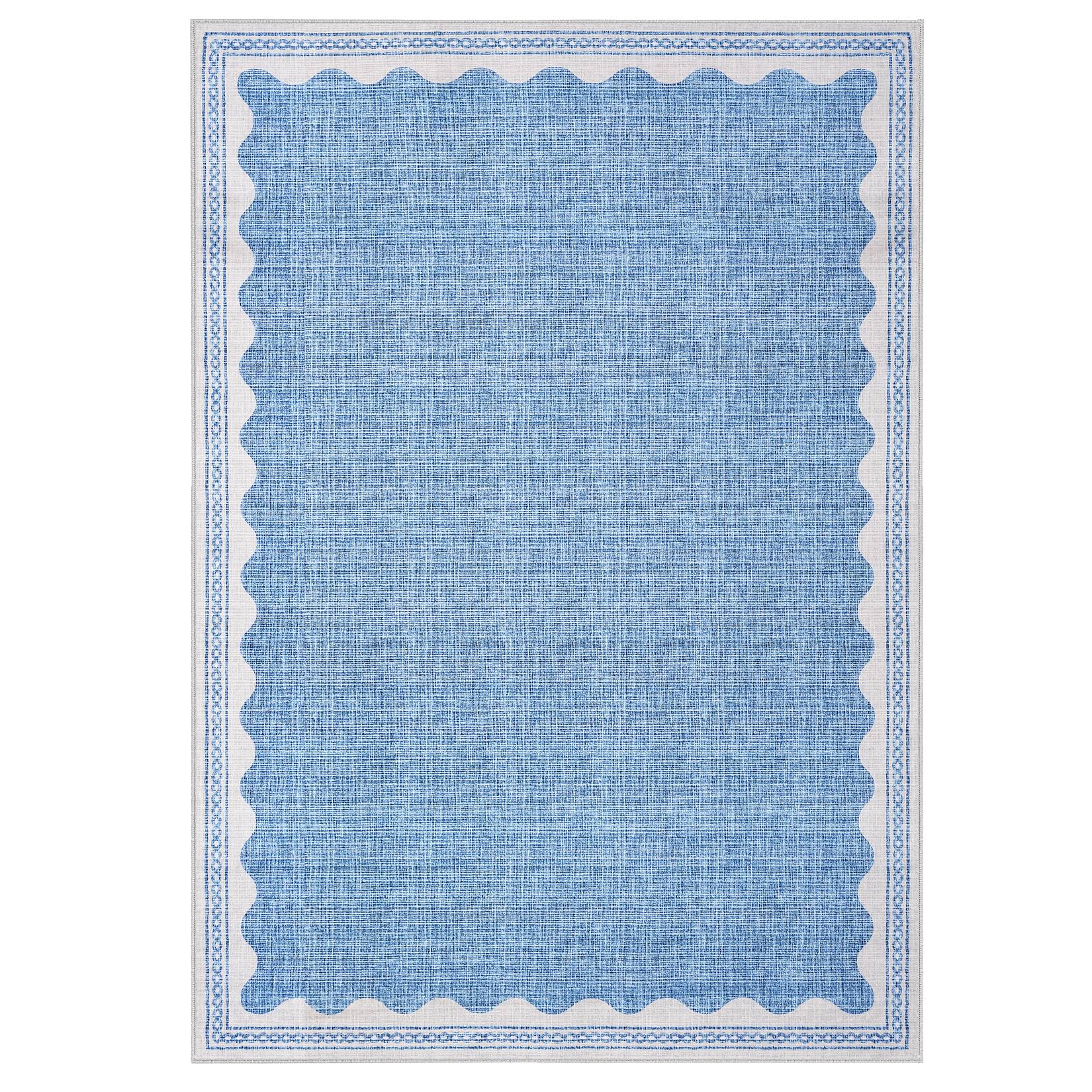 Front. GARVEE - GARVEE Modern Plain Tone Area Rug Machine Washable Low Pile Non Slip Foldable Minimalist Rug for Bedroom Kitchen - Blue.