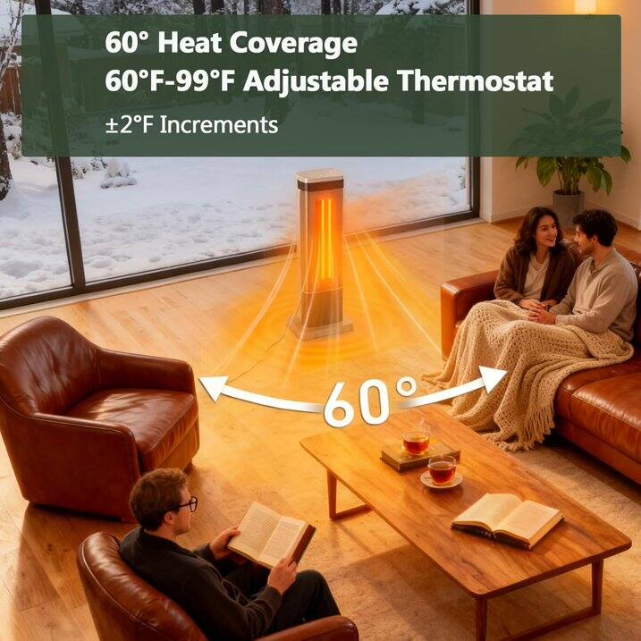60° Heat Coverage  
60°F-99°F Adjustable Thermostat  
±2°F Increments