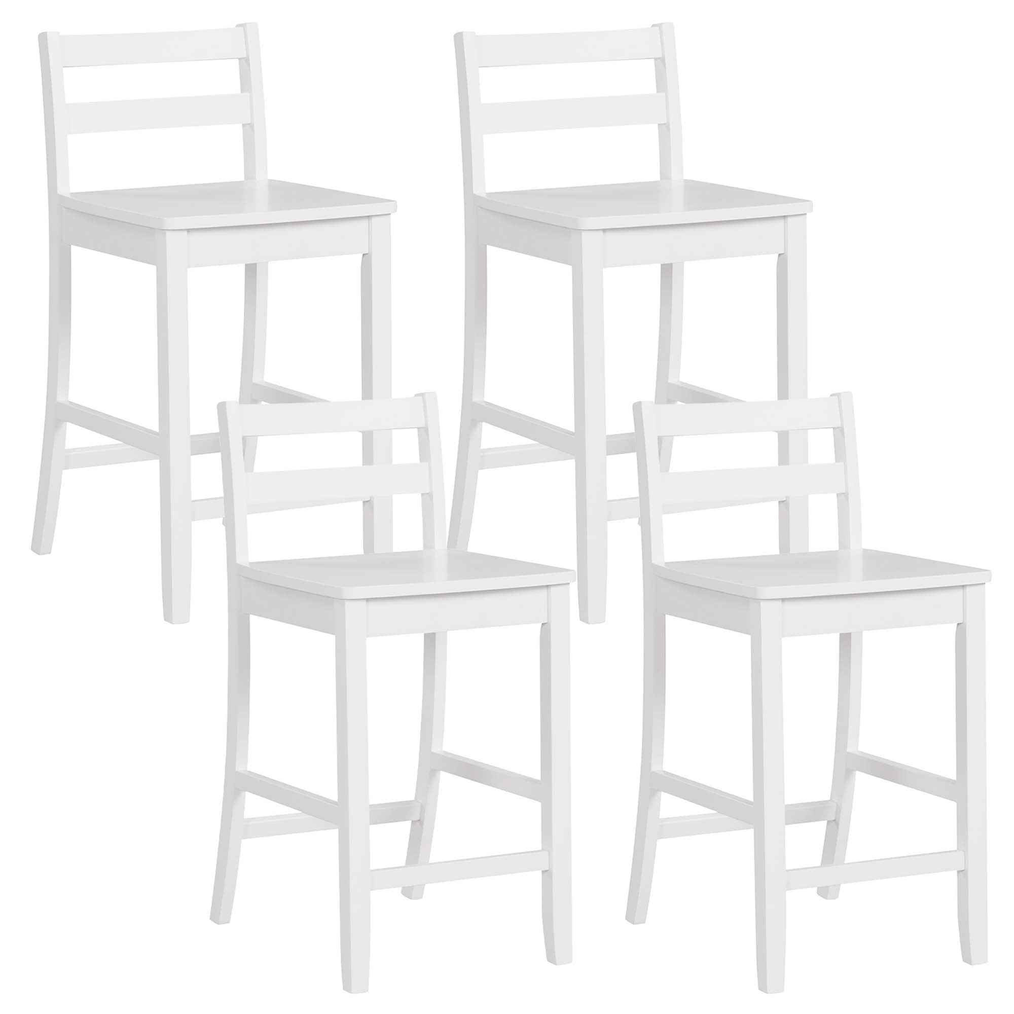 Costway - 24-Inch Wooden Bar Stools Set of 4 with Ergonomic Backrest Counter Height Stools - White