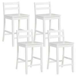 Costway - 24-Inch Wooden Bar Stools Set of 4 with Ergonomic Backrest Counter Height Stools - White