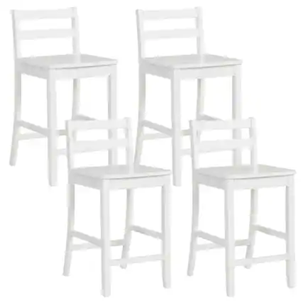 Front. Costway - Costway 24-Inch Wooden Bar Stools Set of 4 with Ergonomic Backrest Counter Height Stools - White.