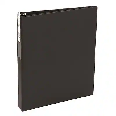 Front. Avery - Economy 1" 3-Ring Non-View Binders with Label Holder, Round Ring - Black.