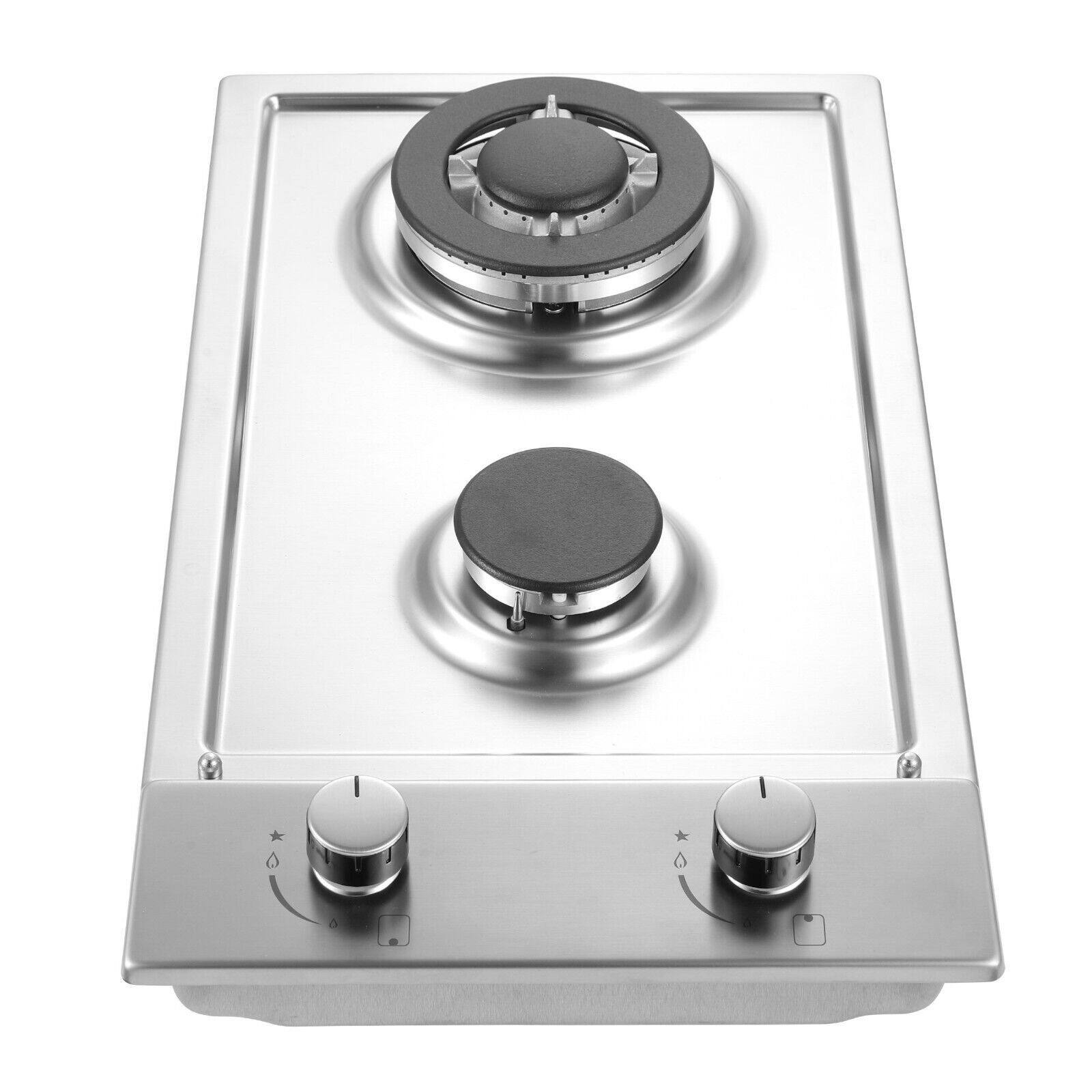 Left. COWLOWN - 12in Eascookchef Built-in Gas Cooktop 2 Burners Stainless Steel for Natural Gas or Propane Convertible - Silver.