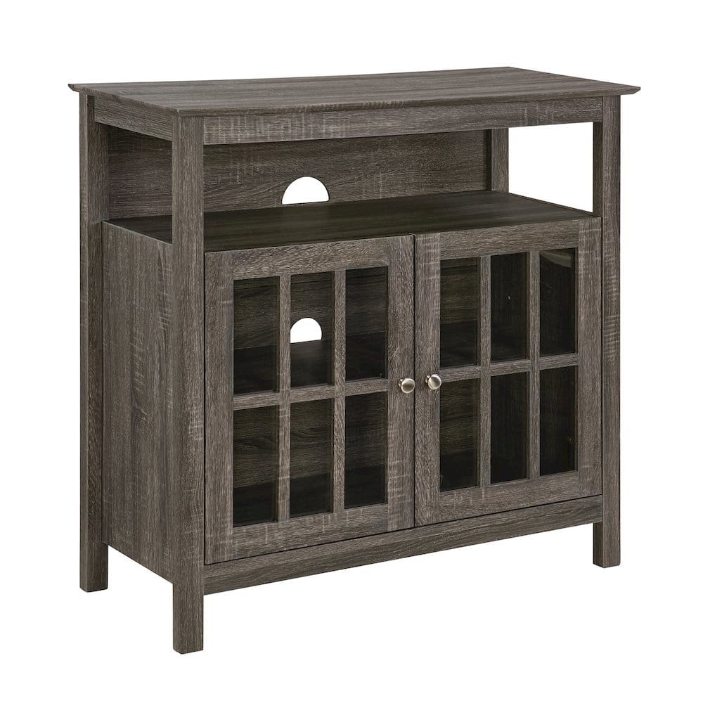 FurniFact - Tall TV Stand Console, Gray, Storage Cabinets, 40 Inch - Brown