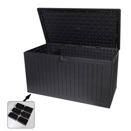 Mondawe - 260 Gallon Resin Outdoor Waterproof Deck Box with Lockable Storage Containers - Black