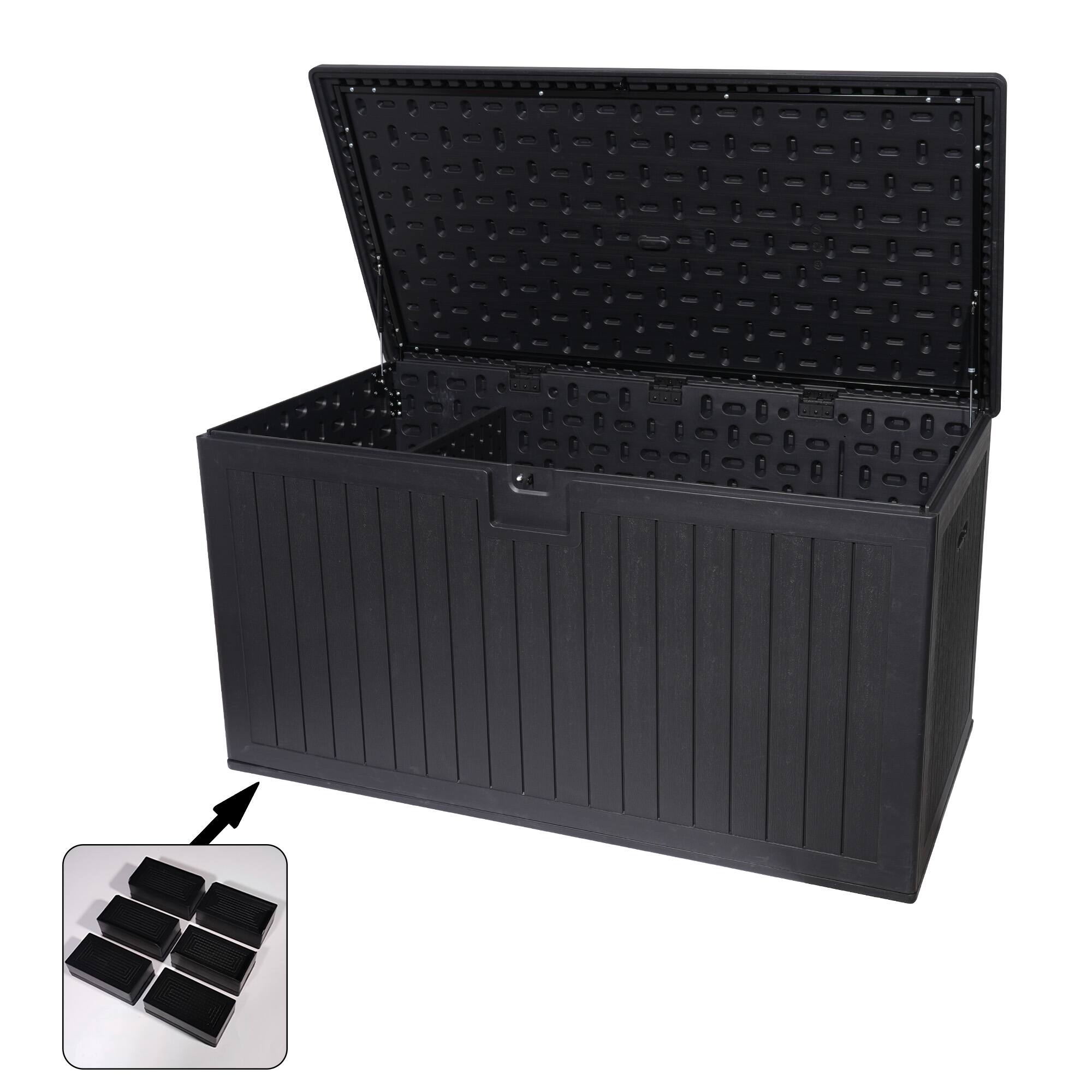 Front. Mondawe - 260 Gallon Resin Outdoor Waterproof Deck Box with Lockable Storage Containers - Black.