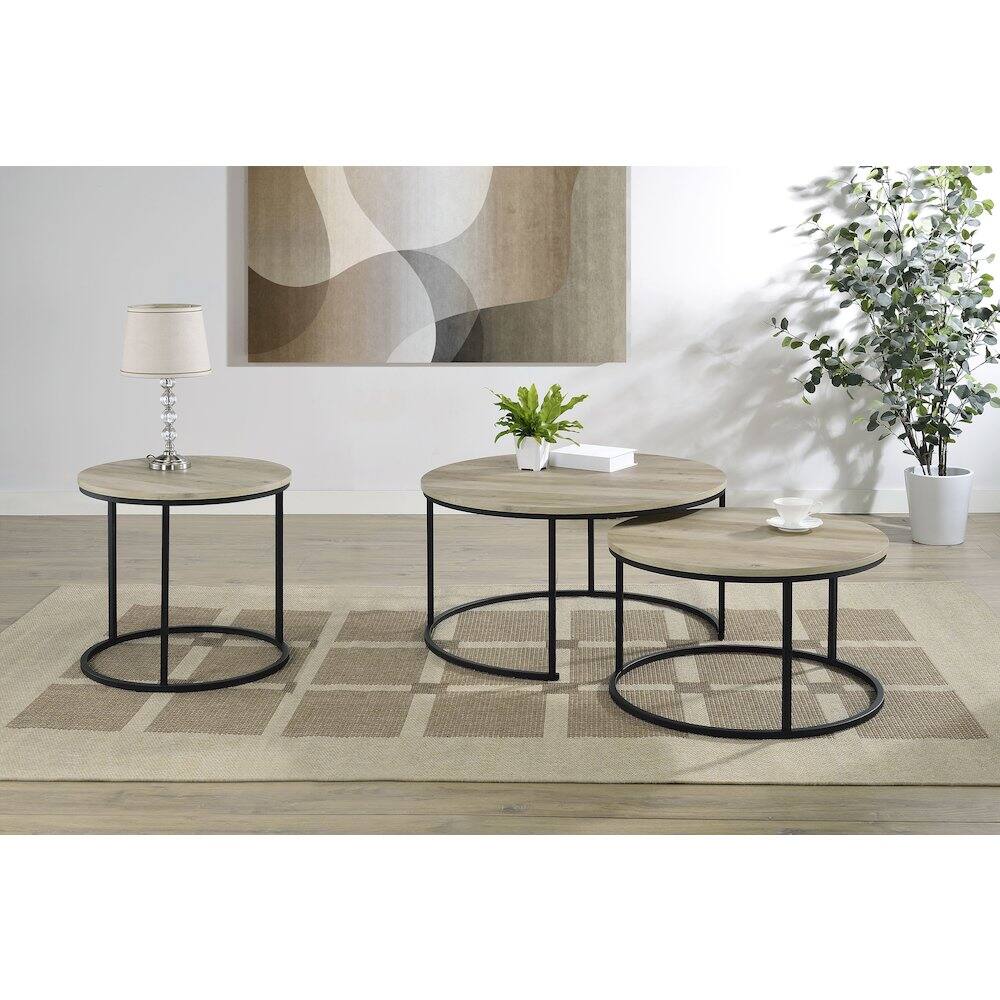 Alt View 8. Coaster Co. of America - Lainey 2-piece Round Nesting Coffee Table Distressed Pine - Distressed Pine.