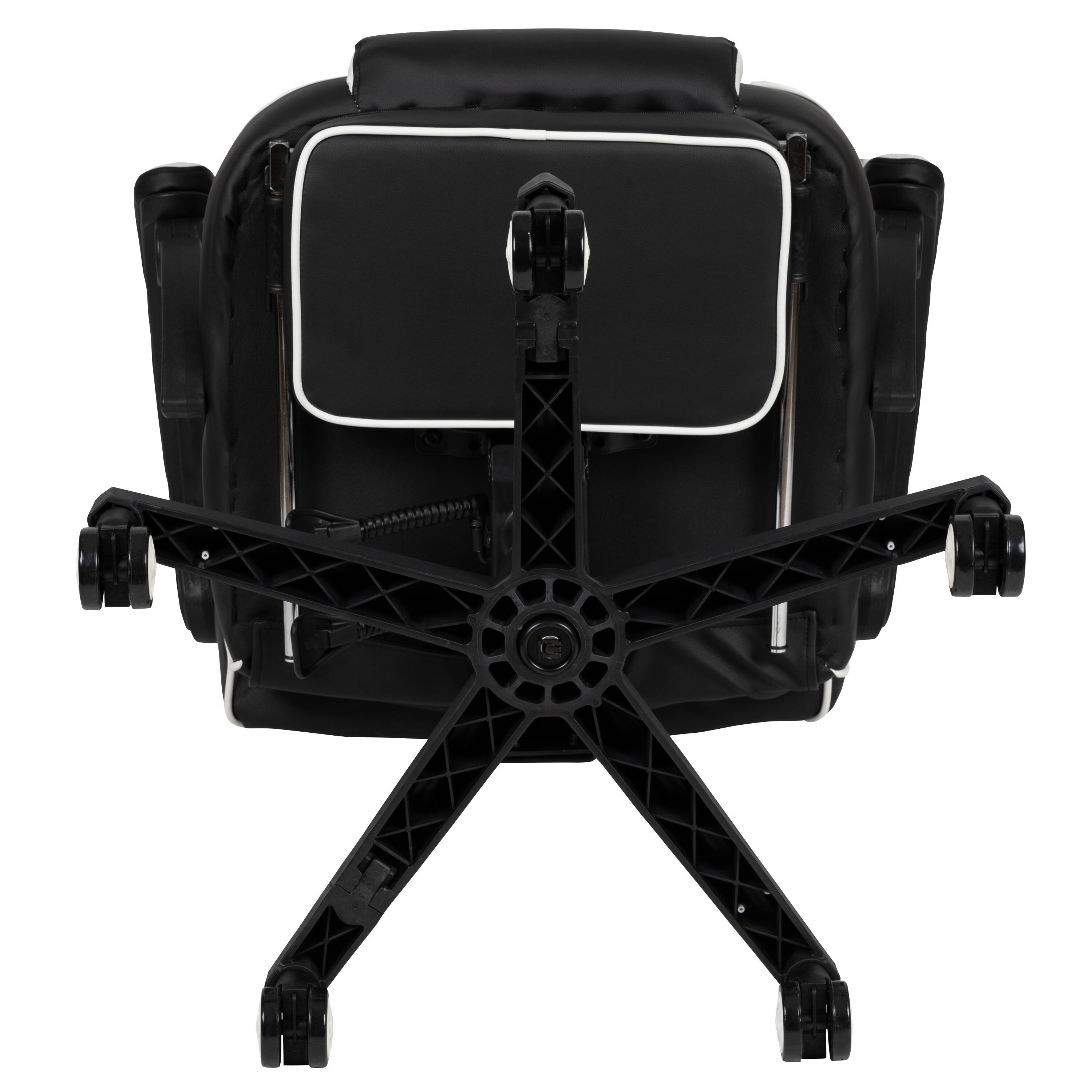 Alt View 10. Emma + Oliver - Ergonomic Gaming Chair -Recline Back/Arms, Footrest, Massaging Lumbar - Black with White Trim.