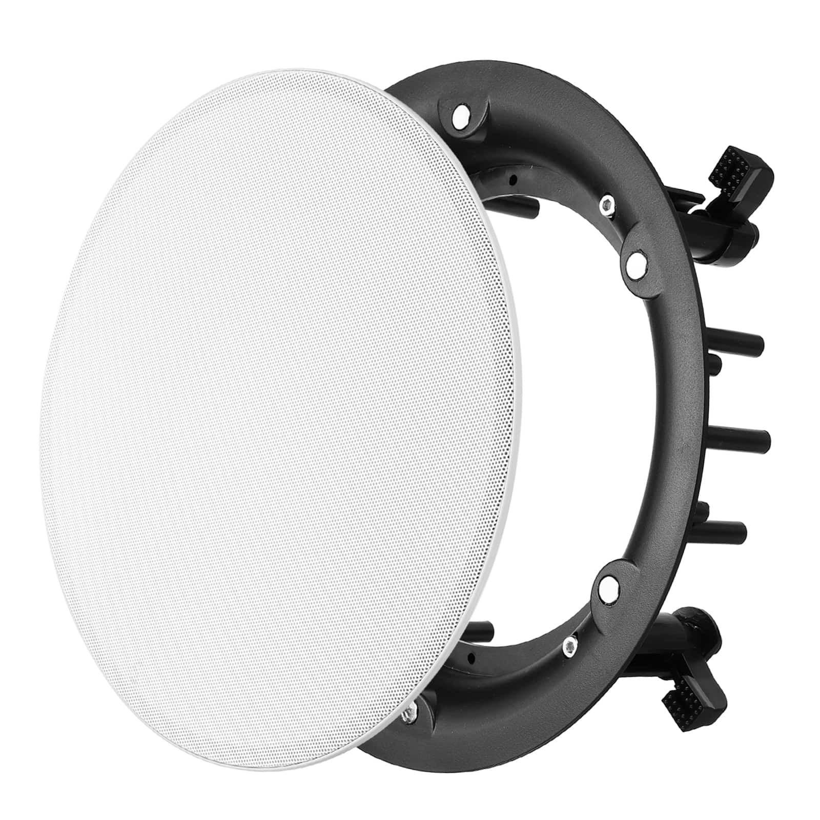 Unique Bargains - Ceiling In-Wall Speaker Grille Cover and Base, Round Metal Magnetic Dust Cover for Sound System - White