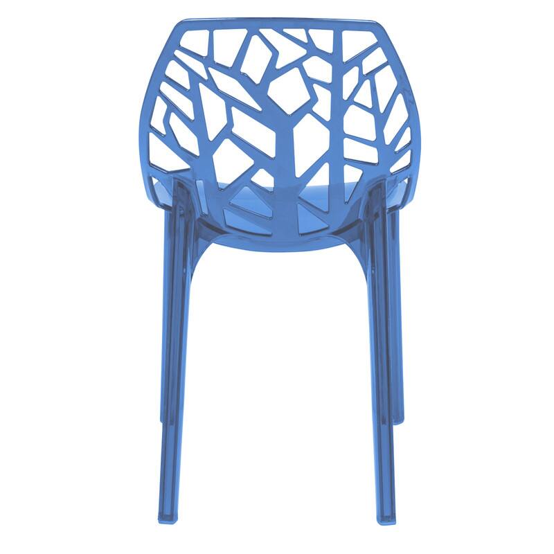 Alt View 2. LeisureMod - Cornelia Modern Stackable Accent Dining Chair with Cut Out Backrest Design for Dining Rooms or Patios - Transparent Blue.