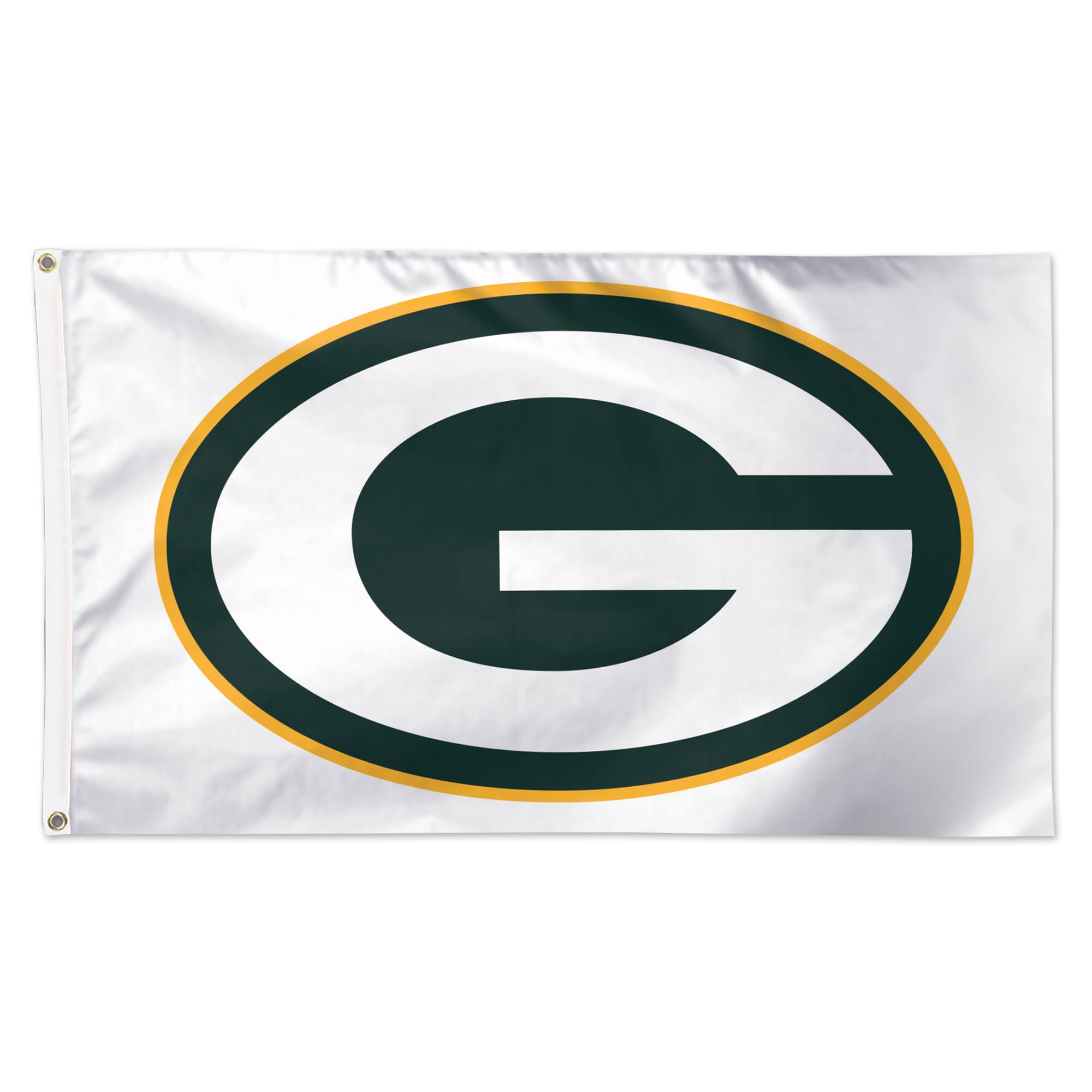 Front. WinCraft - Green Bay Packers 3' x 5' White 1-Sided Deluxe Flag - Multicolor.