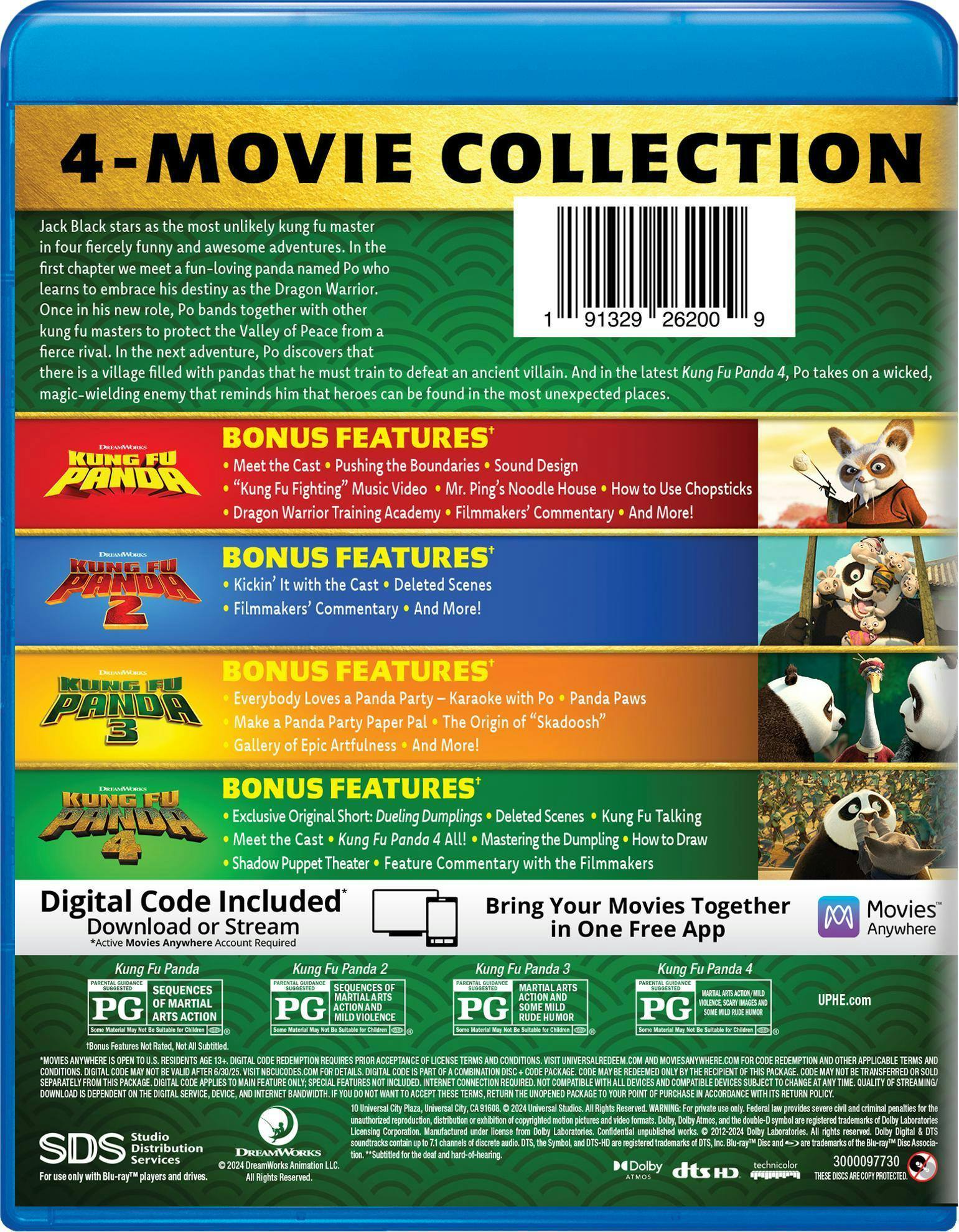 Back. Kung Fu Panda: 4 Movie Collection (Blu-ray + Digital) [Blu-ray].