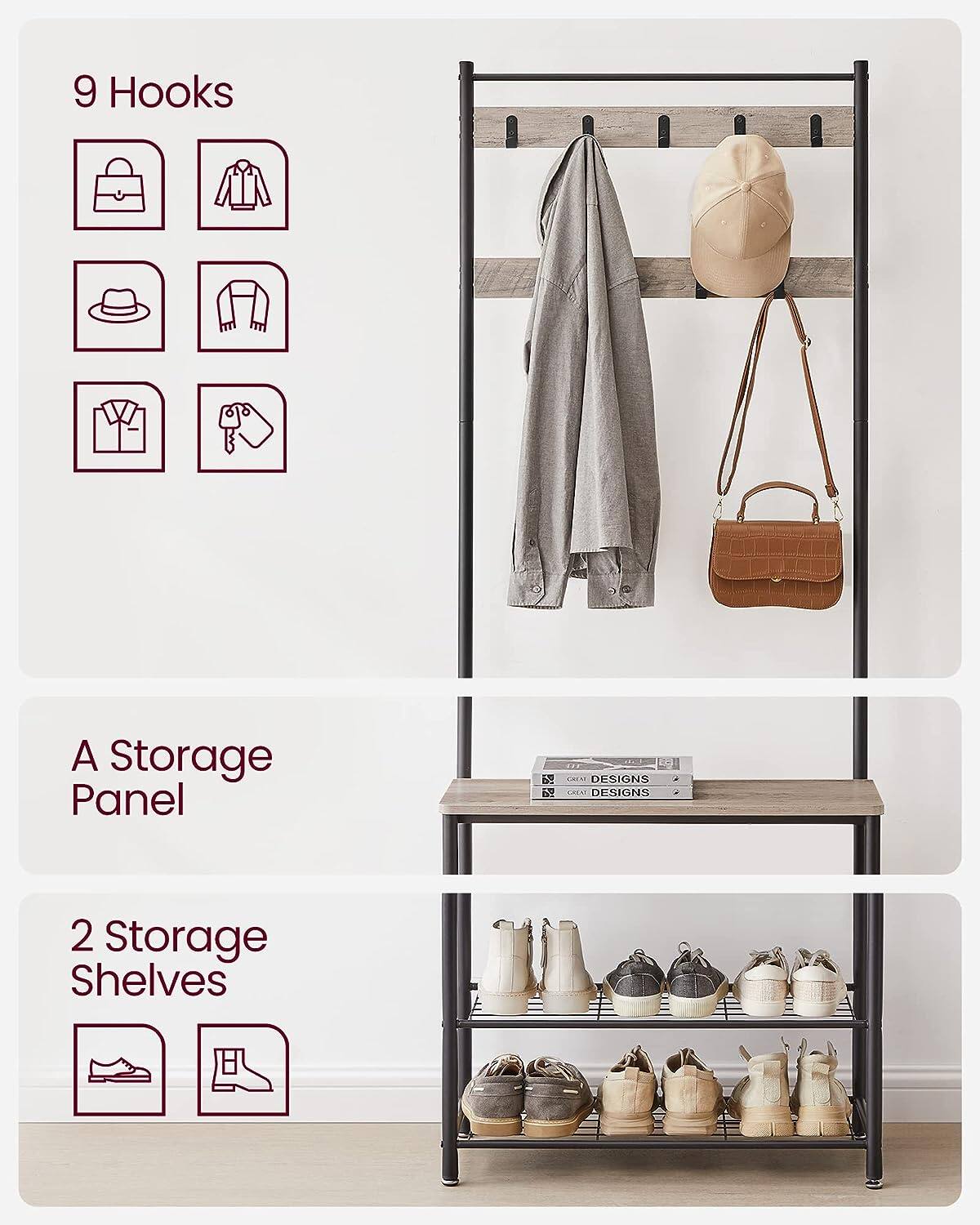 9 Hooks  
A Storage Panel  
2 Storage Shelves