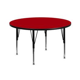 Emma + Oliver - 42" Round Laminate Adjustable Preschool Activity Table - Red