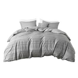 Gracie Mills - Lucia Dyed Clip Jacquard Duvet Cover Set with Throw Pillow - Gray