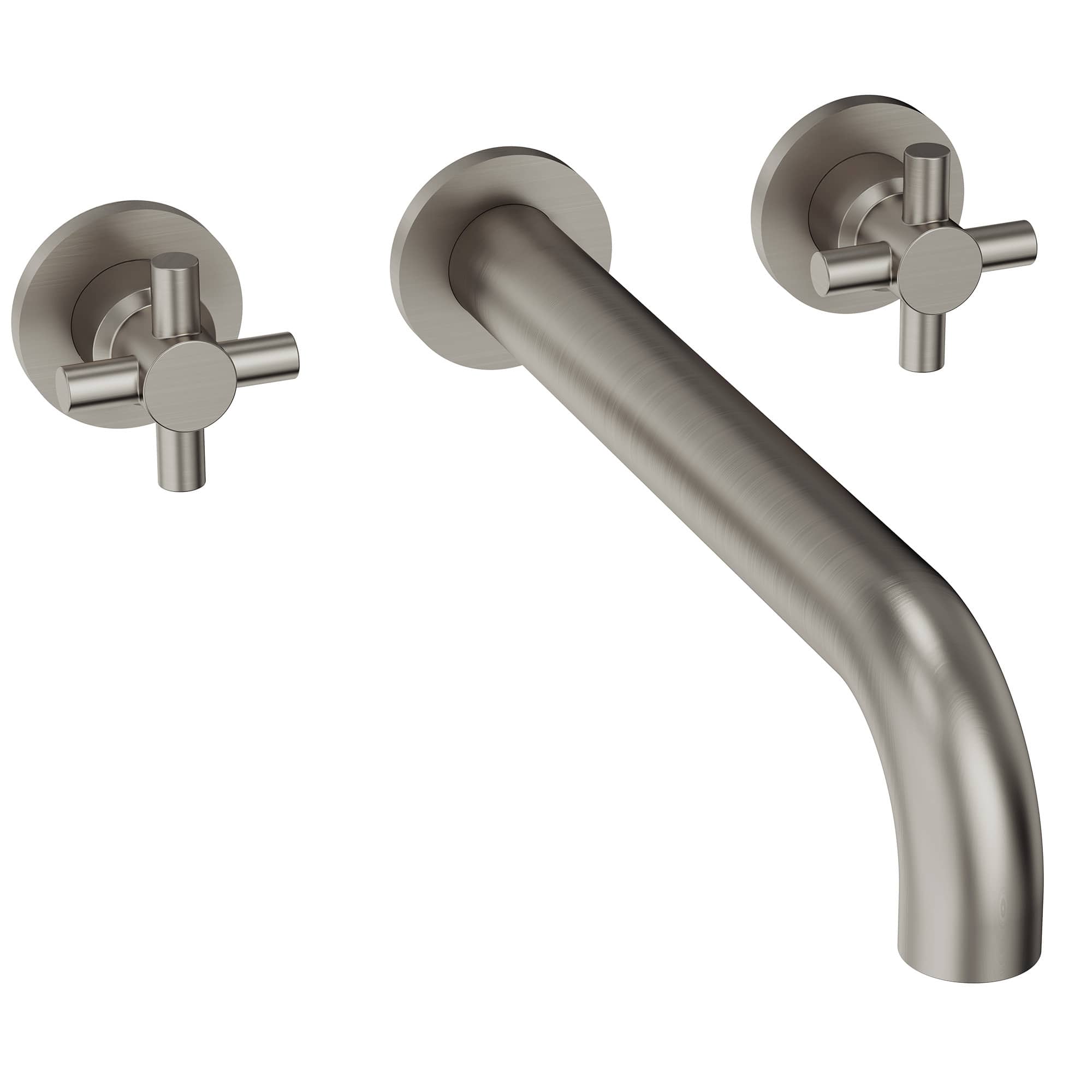 GRANDJOY - Wall-Mounted Bathtub Faucet Dual Handle Tub Filler High Flow Anti-Fingerprint Finish Modern Bathroom - Brushed Nickel