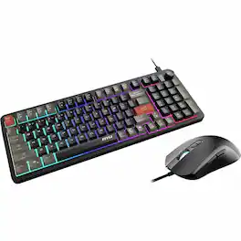 MSI - FORGE GK110 COMBO Gaming Keyboard & Mouse - USB 2.0 Membrane Cable Keyboard - English (US) - USB 2.0 Cable Mouse - Black