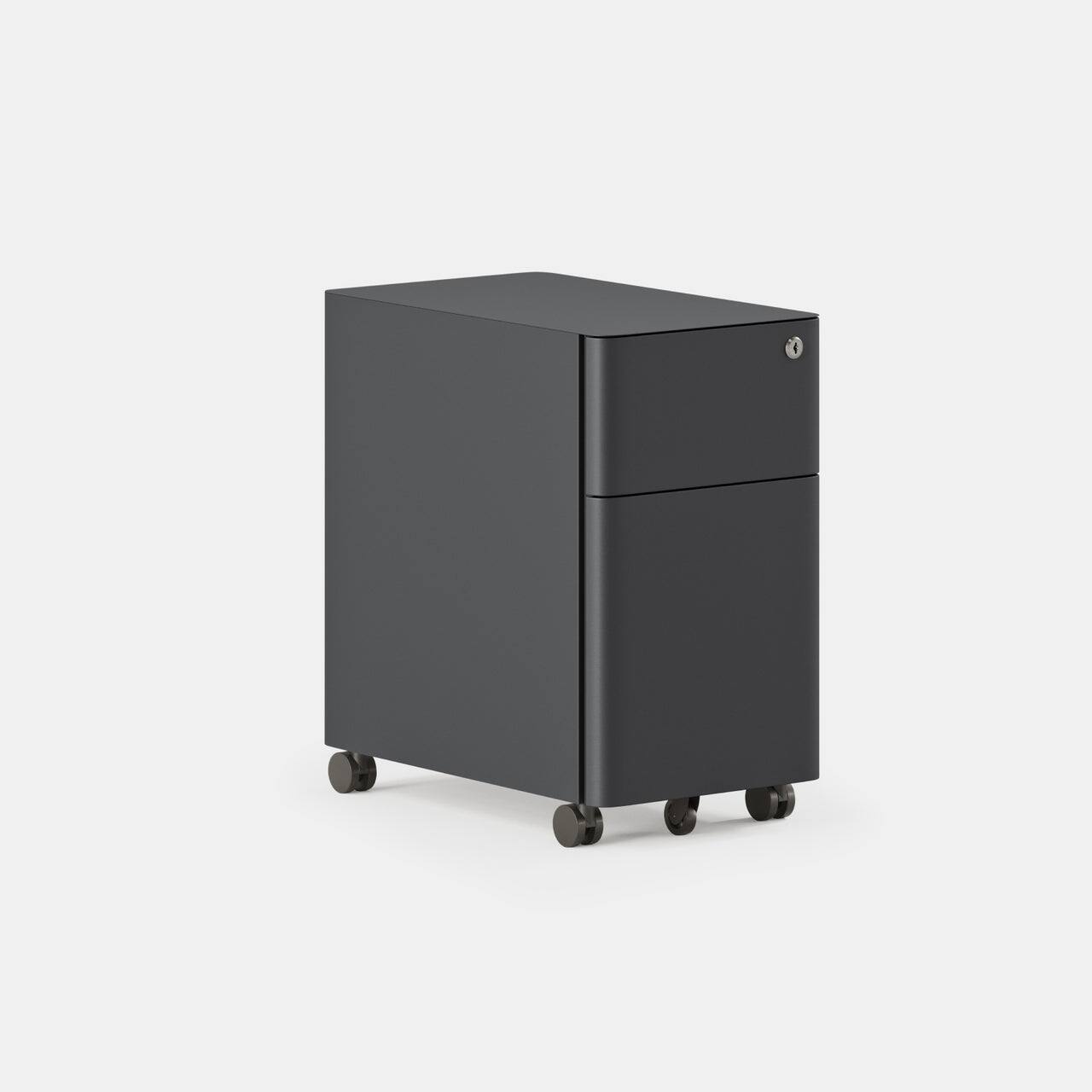 Angle. Branch Furniture - Branch Small Filing Cabinet – Compact Office Storage, Lockable Drawers, Durable Design for Organization - Charcoal.