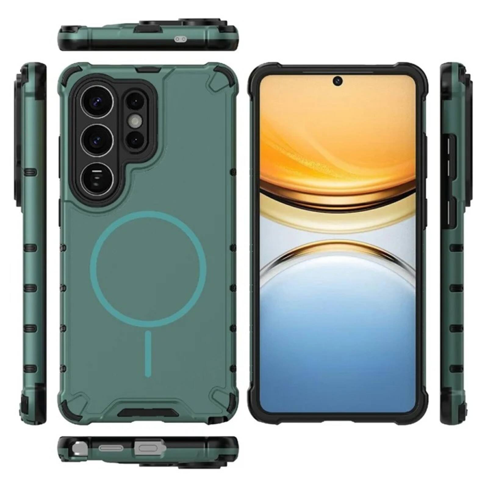Left. UUCOVER - Magnetic Case for Samsung Galaxy S26 Ultra, Compatible with MagSafe, Shockproof Drop-proof Slim Heat Dissipation Cover - Darkgreen.