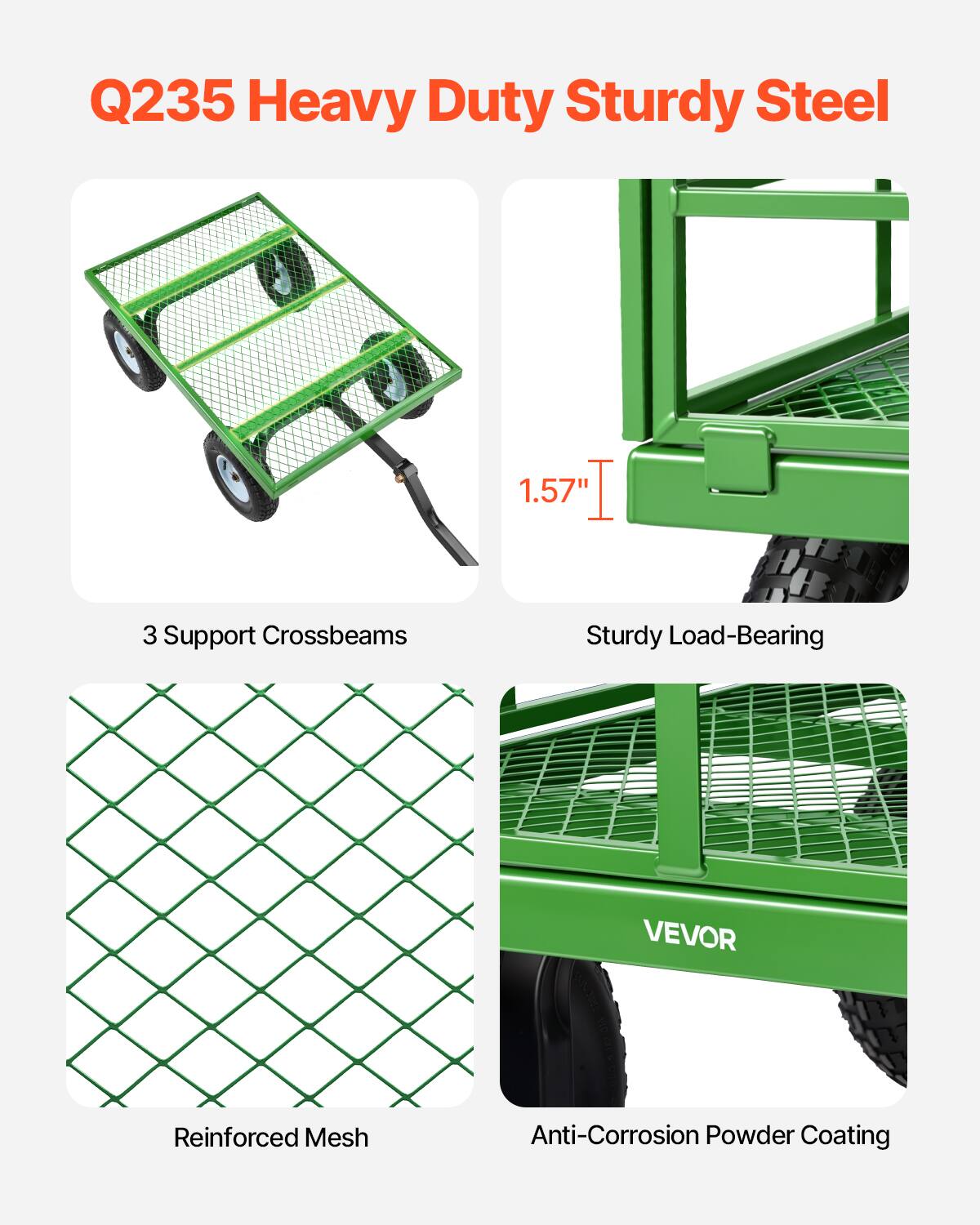 Q235 Heavy Duty Sturdy Steel 1.57" I 3 Support Crossbeams Sturdy Load-Bearing VEVOR Reinforced Mesh Anti-Corrosion Powder Coating